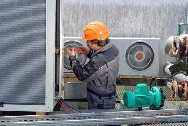 a person wearing a hard hat